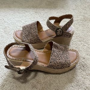Leopard print chunky wedges